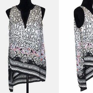 White House Black Market Asymmetrical Floral top